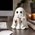 thumbnail image 3 of Cute Ghost Decoration with Coffee Cup, 1 Piece, White Ceramic, for Halloween Desk and Home Display, Halloween Ghost Decor, 3 of 3