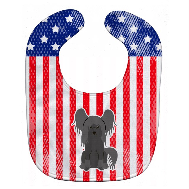 "Treasures Patriotic USA Baby Bib, Chinese Crested Black, Large" Caroline's Treasures BB3107BIB