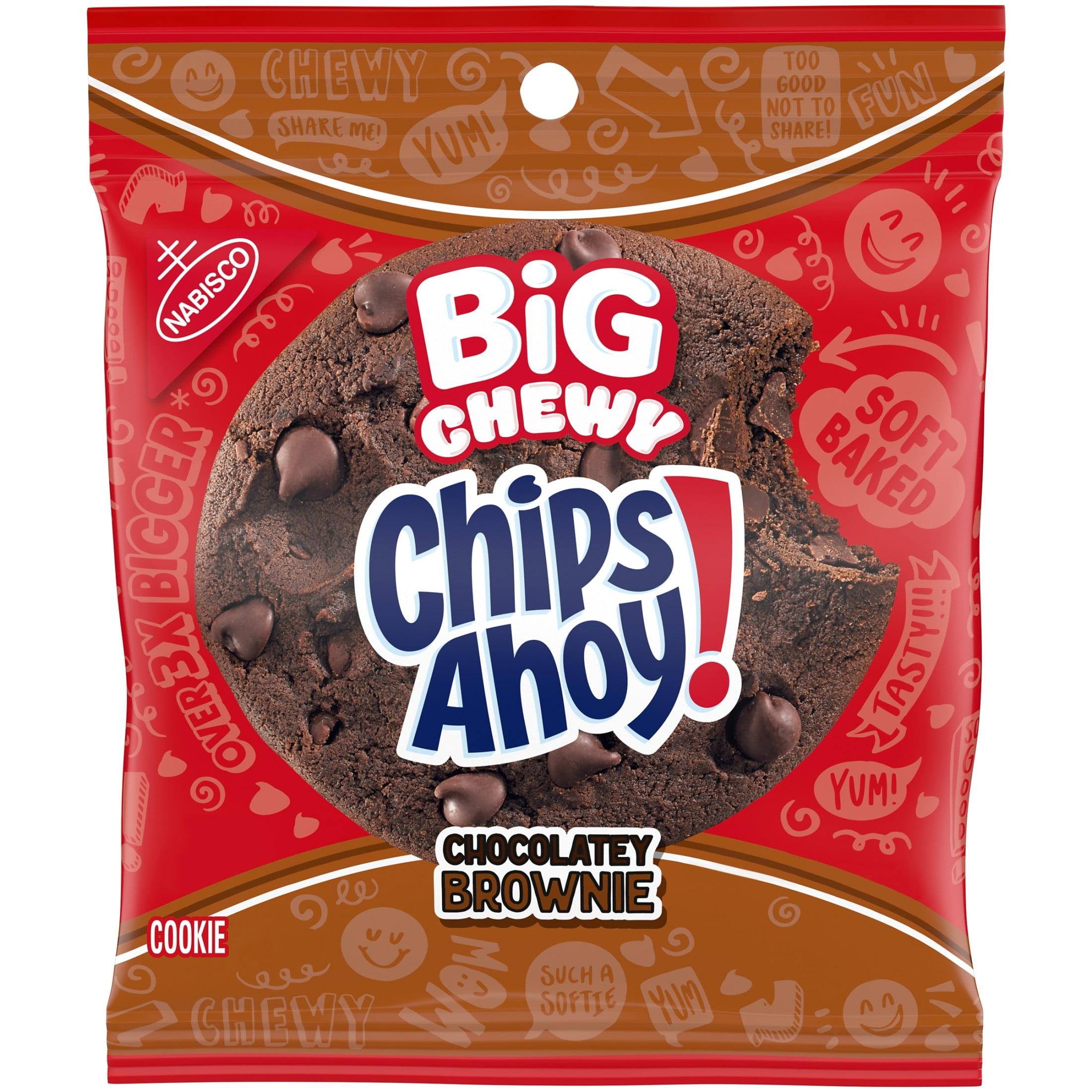 (7 pack) CHIPS AHOY! Big Chewy Chocolate Chip Cookies, Chocolatey Brownie, 2.5 oz (1 Cookie Per Pack)