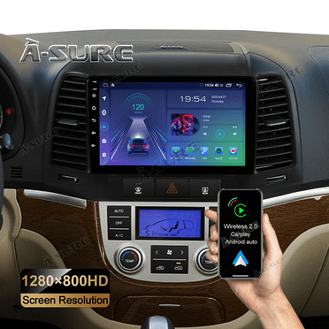 9" Android 13 Wireless CarPlay Car Stereo Radio for Hyundai Santa Fe 2006-2012 GPS Navi 2 32GB WiFi Bluetooth USB SWC RDS DSP
