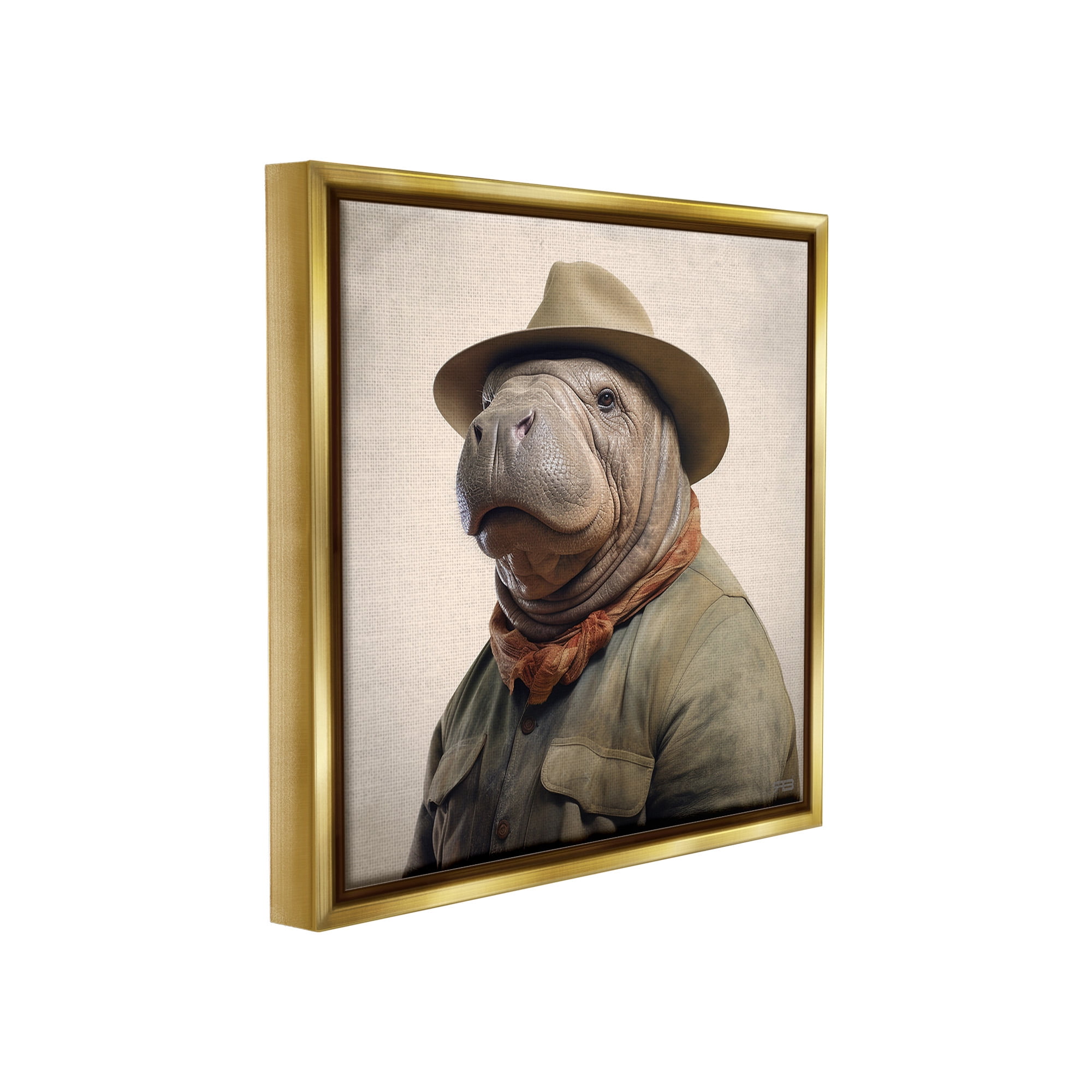Stupell Industries Southwestern Rodeo Manatee Animals & Insects Painting Gold Floater Framed Canvas Art Print Wall Art, 25 x 25