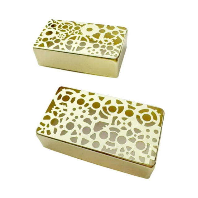 HILABEE 2 Pieces Guitar Pickup Covers Accessory Instrument Hollow Out Patterns Sturdy for Electric Guitars Engraved DIY Part Replaces Gold Gear