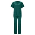 thumbnail image 4 of TAIAOJING Women Scrubs Sets Casual Short Sleeve V Neck Nursed Working T Shirts Top With Pocket And Long Pants Solid Color Set Outfit, 4 of 8