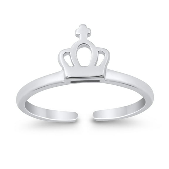 7mm- Crown Toe Band Ring 925 Sterling Silver Thin Adjustable Stylish Rings for Women