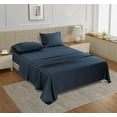thumbnail image 2 of 100% Cotton Full/Double Size Sheet Set – 450 Thread Count Soft & Breathable Sateen Bed Sheets with Deep Pockets – 4-Piece Bedding Set – Estate Blue, 2 of 12