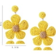 thumbnail image 2 of Bohemian Rattan Flower Drop Dangle Earring for Women Boho Colorful Raffia Straw Wicker Statement Earring Handmade Summer Tropical Beach Jewelry, 2 of 3