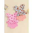 thumbnail image 4 of Little Girls Summer Shorts Sets Flying Sleeve Strawberry/Sunflower Print Tops Plaid PP Shorts Sets, 4 of 10