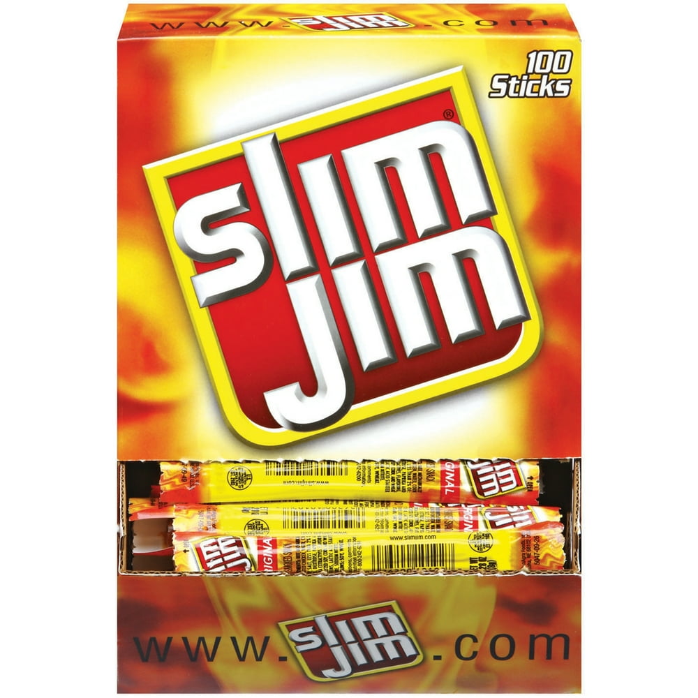 Slim Jim Original Slim 0.28 Oz Spicy Smoked Snack 100 Ct Box Walmart