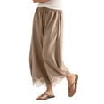 thumbnail image 2 of Women's Casual Pants Elastic Waist Patch Lace Pant With Pockets Baggy Straight Leg Trousers, 2 of 7