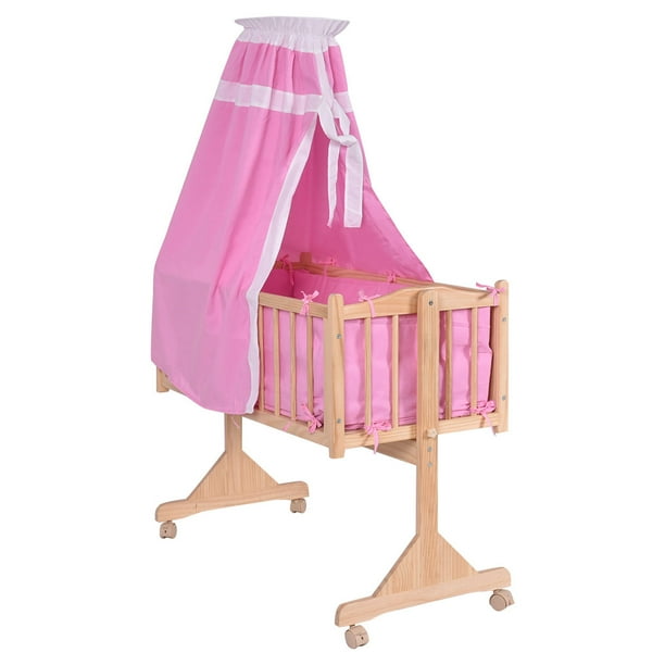 Costway Wood Baby Cradle Rocking Crib Newborn Bassinet Bed Sleeper ...