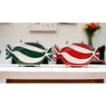 thumbnail image 2 of Ceramic Peppermint Candy Dish Set of 2 Red Green 7.75 Inch, 2 of 3