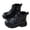 Black, variant on GobdXE Ankle Boots Solid Croc Embossed Lace Up Side Zipper Thick Lug Sole Casual Shoes Black,5.5-6 Years
