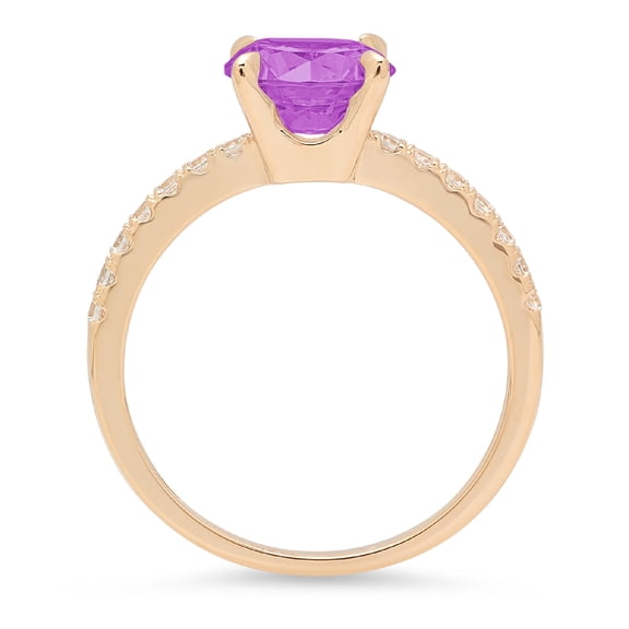 1.71 ct Round Cut Simulated Alexandrite Solitaire with Accents Engagement Ring for Women in 18K Yellow Gold