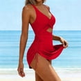 thumbnail image 5 of One Piece Swimsuits for Women Cross Front Cut Out Monokini Ruched Side Swimdress Tummy Control High Cut Flattering Beach Bathing Suit, 5 of 6