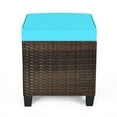 thumbnail image 5 of Patiojoy 2 Piece Outdoor Patio Rattan Ottoman Cushioned Wicker Stools Turquoise, 5 of 7