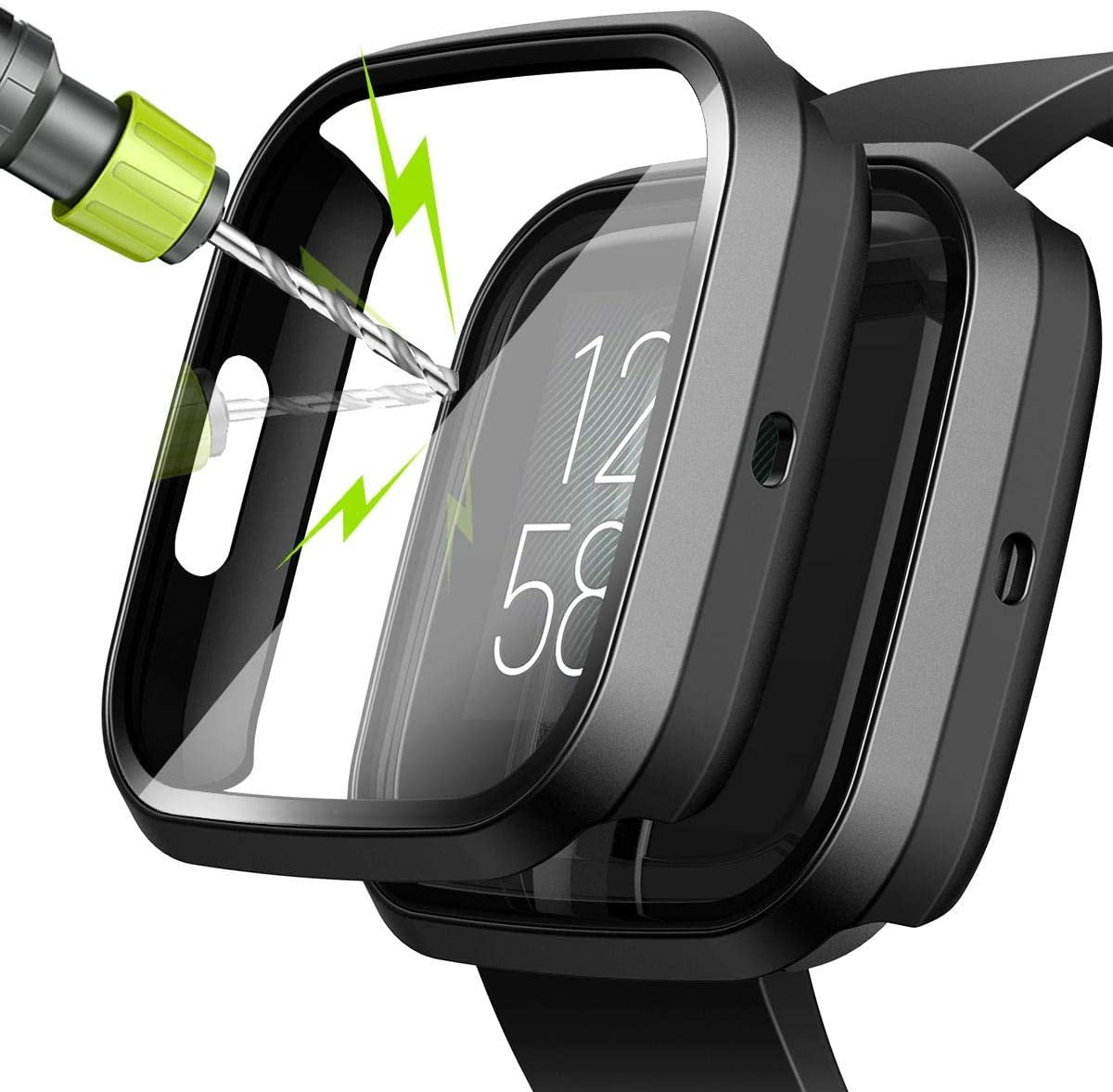 DigiHero Compatible with Fitbit Versa 2 Screen Protector Case, AntiScratch Hard PC Rugged