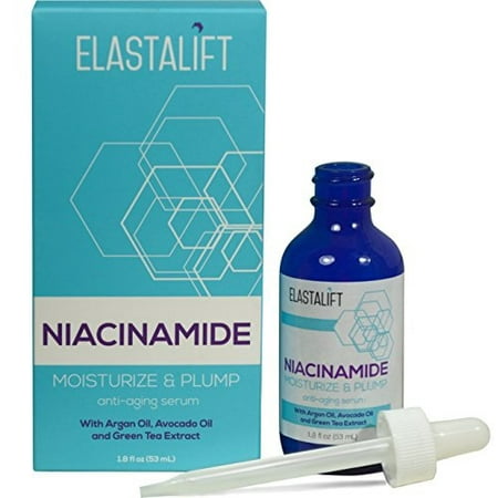 Elastalift Niacinamide 5% Face Serum. Anti-aging serum plumps and moisturizes skin and targets fine lines, winkles, uneven skin tone, and enlarged pores. Large 1.8oz