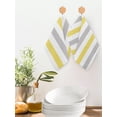 thumbnail image 2 of Yellow Grey Striped Kitchen Dish Towels for Drying Dishes Set of 2, Geometric Vertical Stripes White Waffle Weave Microfiber Hand Tea Bathroom Towels Quick Dry & Absorbent Towel 12x12, 2 of 7