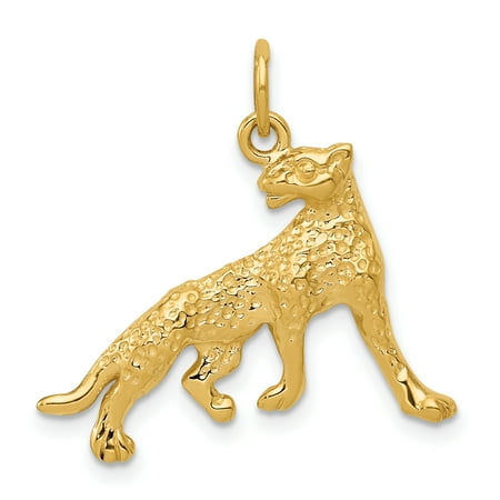 - 14k Yellow Gold Cheetah Pendant Charm Necklace Animal Wild For Women