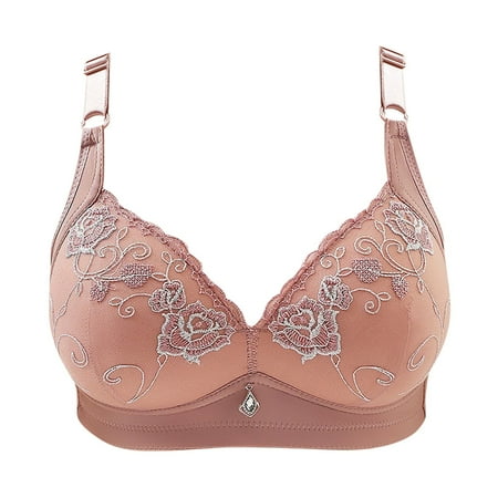 

Miluxas womens bras Clearance no underwire full support Woman s Comfortable Lace Breathable Bra Underwear No Rims womens bras comfortable Pink 12(XXL)