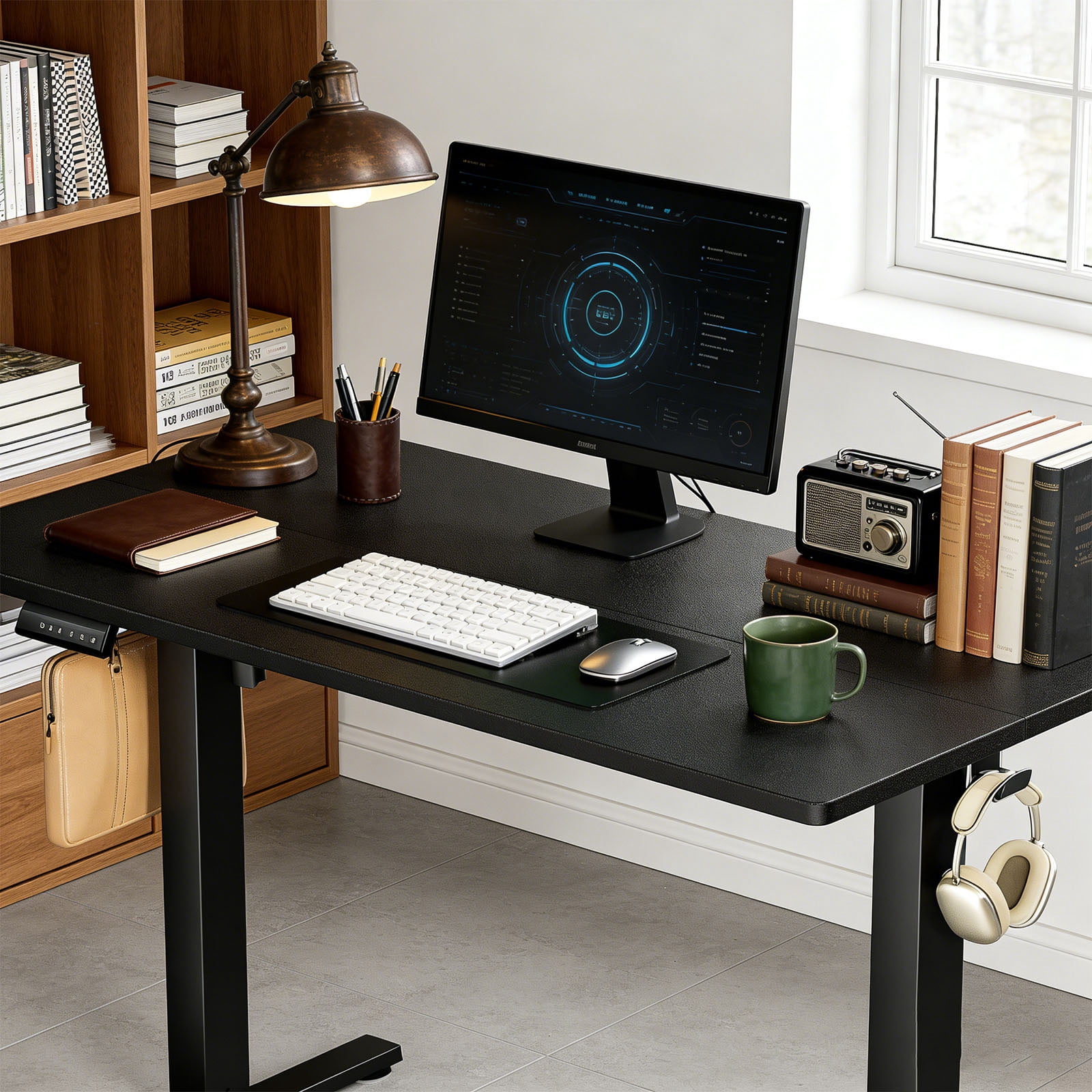 Casabay Electric Height Adjustable Standing Desk, 40"x24" Sit-to-Stand Desk Ergonomic Rising Computer Table for Home Office