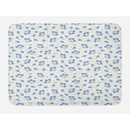 Vintage Bath Light - Floral Bath Mat, Vintage Rose Flowers Bouquets Spring Season Theme Dots Green Leaves, Non-Slip Plush Mat Bathroom Kitchen Laundry Room Decor, 29.5 X 17.5 Inches, Violet Blue Green White, Ambesonne