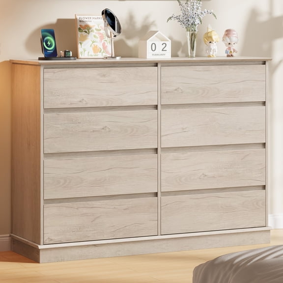 Wisykoke 8 Drawer Dressers for Bedroom, Chest of Drawers Large Double Dresser for Closet with Wide Top, Horizontal Wooden Dresser for Living Room, Hallway