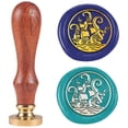 thumbnail image 1 of Sello de lacre vintage con forma de tentáculo de velero, removible, de latón, con cabezal de latón de 1 pulgada y mango de madera., 1 of 9