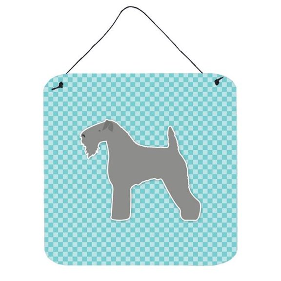 Kerry Blue Terrier Checkerboard Blue Wall or Door Hanging Prints