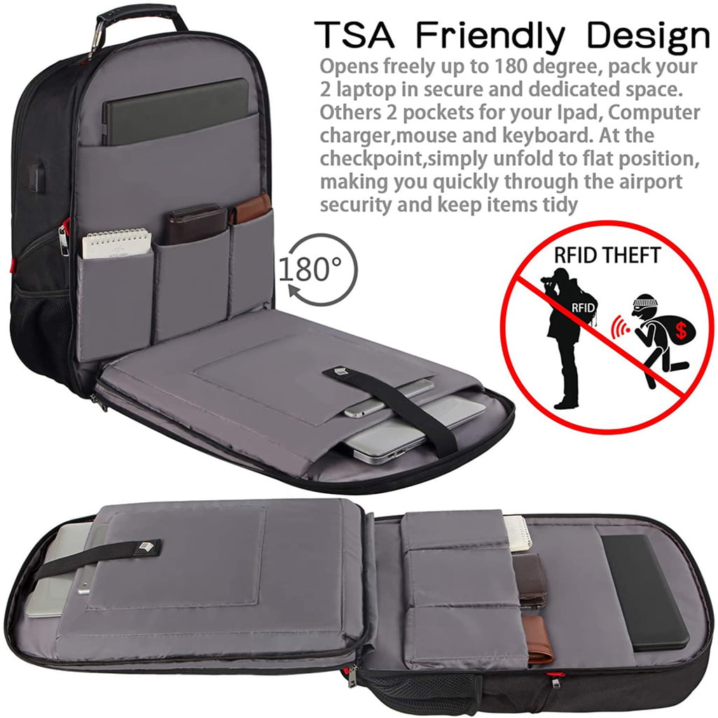 Travel Laptop Backpack Extra Large 18.4 Inch Laptop RFID Anti Theft TSA Black