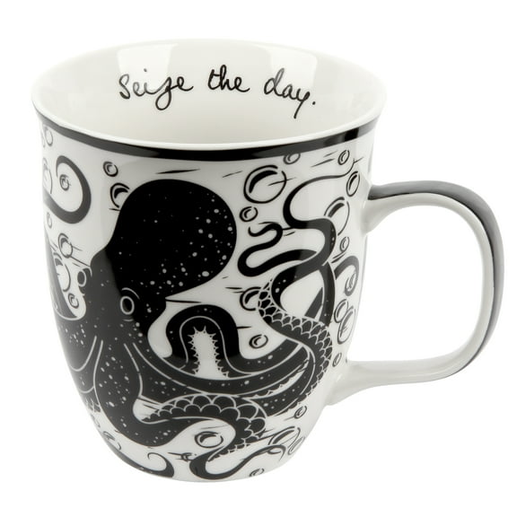 Boho Black And White Mug, Octopus