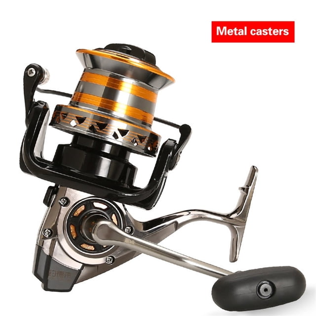 Moulinet de Pêche Série DH 9000-12000 Gobelet Biseauté en Métal Réservoir d'Eau Douce Leurre de Pêche Roue Lointaine, Cadre Squelet en Aluminium Rigide