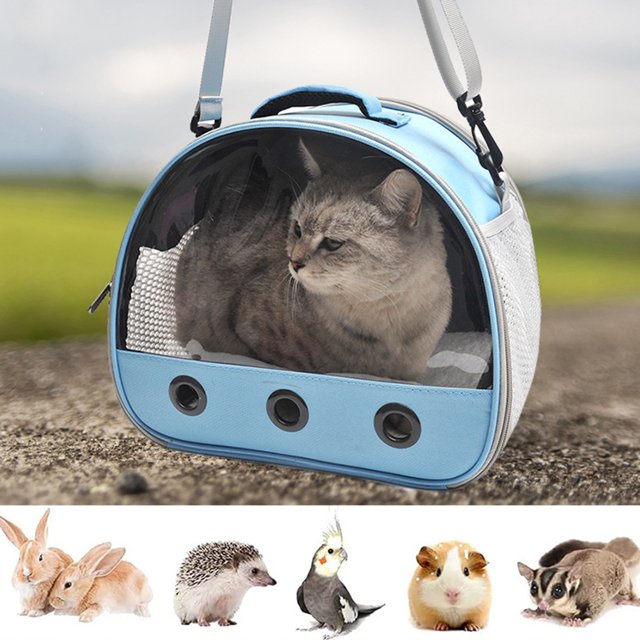 Bolsa de transporte para mascotas pequeña | Mensajero de hombro de tela Oxford portátil con almohadilla extraíble | Ventana frontal transparente | Bolso de viaje ventilado para gatos y perros