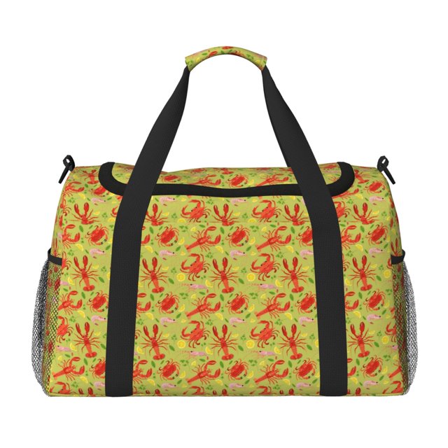 Fotbe Crab Lobster Bolsa de Viaje con Estampado, Bolsa de Fin de Semana para Mujer con Compartimento para Zapatos, Bolsa de Gimnasio con Bolsillo Húmedo