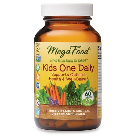 MegaFood - Kids One Daily - Daily Multivitamin and Mineral Dietary Supplement with Vitamins - C - D and Folate - Non-GMO - Vegetarian - 60 tablets (60