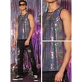 thumbnail image 5 of Unique Bargains Men's Sequin Tank Top Shiny Nightclub Metallic Sleeveless T-Shirts M Silver, 5 of 7