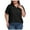 Black, variant on Admvng Dressy Tops for Women Summer Plus Size Side Slit Solid Color Loose Casual Short Sleeve V Neck Top L-5XL
