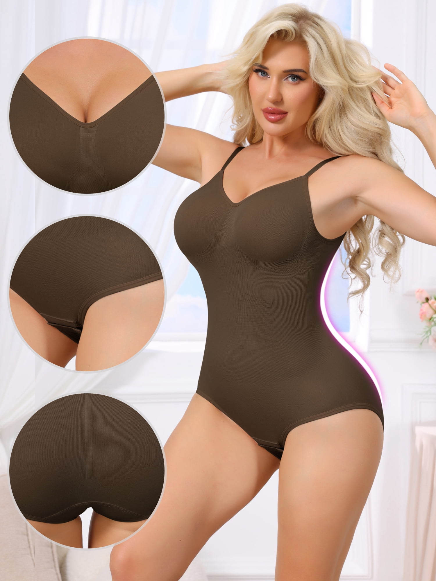 DARING DIVA Women's V Neck Backless Camisole Thong Leotard S Brown