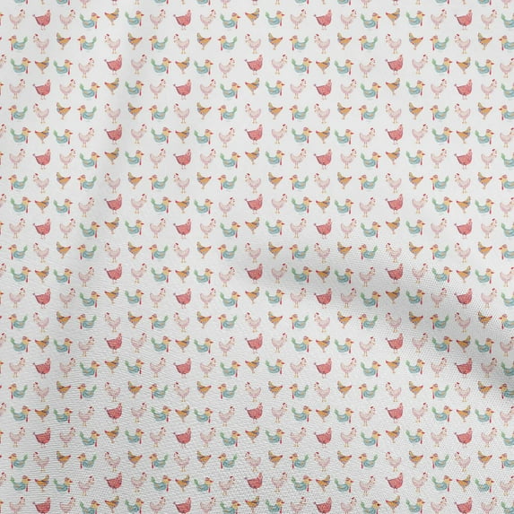 oneOone Cotton Cambric White Fabric Birds Rooster Diy Clothing Quilting Fabric Print Fabric By Yard 56 Inch Wide