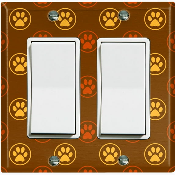 Metal Light Switch Plate Cover Puppy Paw Print Logo Orange Yellow Brown DOG040