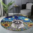 thumbnail image 6 of Circle Area Rug, Raccoon Washable Non-Slip Floor Carpet, Soft Rug for Living Room Bedroom Decor 71 Inch, 6 of 6