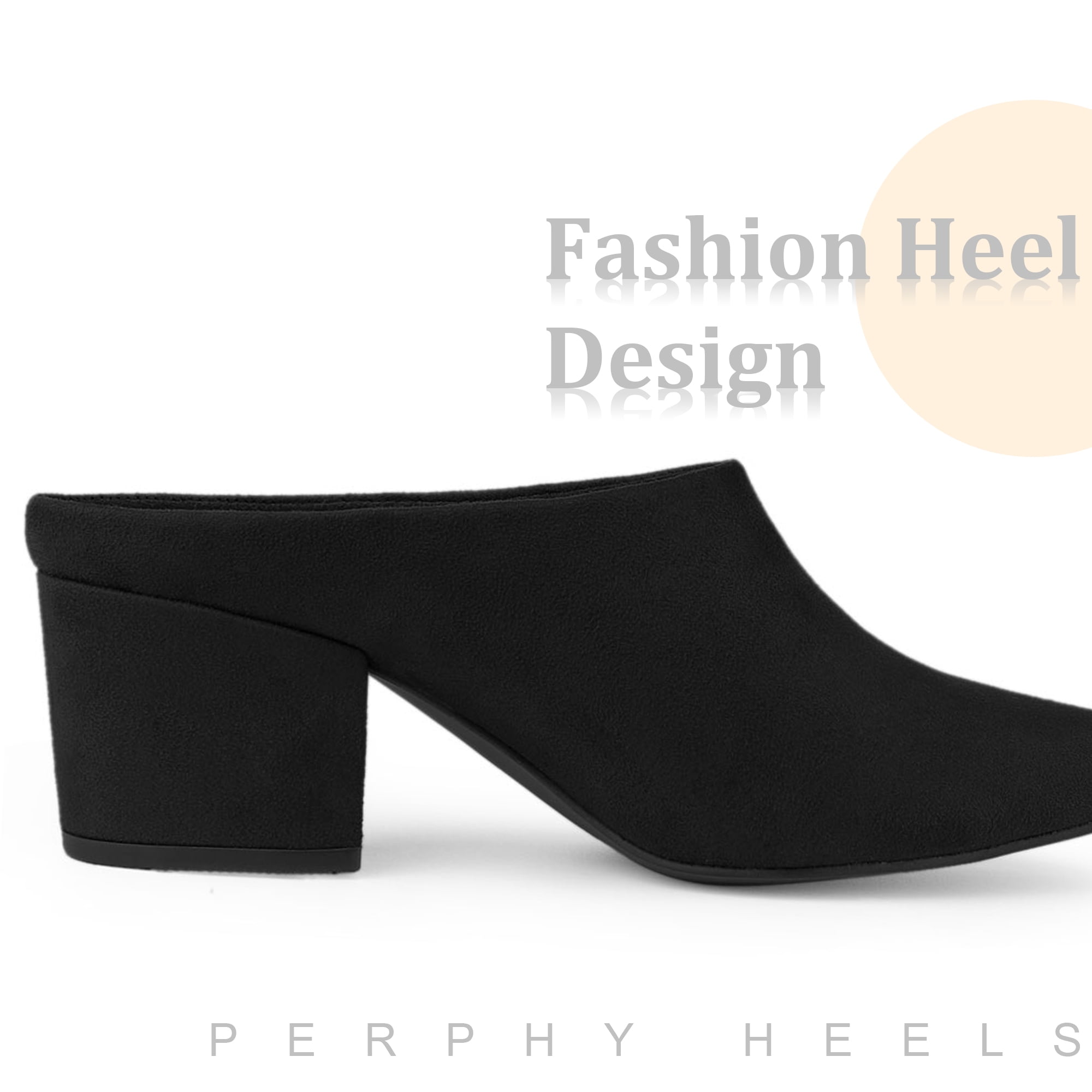 Unique Bargains Women s Chunky Heels Pointed Toe Slip on Slide Mules Black US 5.5