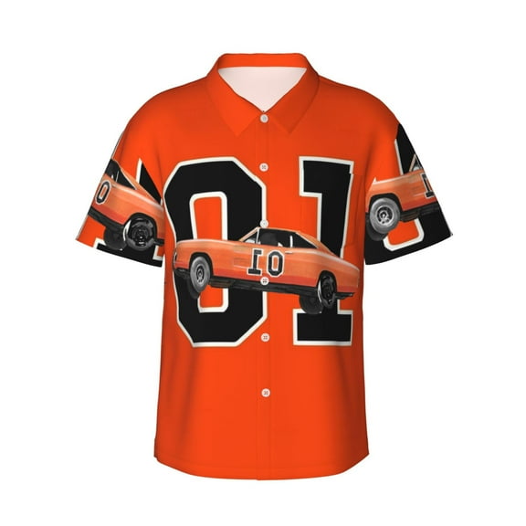 Mens Dukes Haz-zard Hawaiian Bowling Shirts Holiday Theme Shirt Button Down Shirts