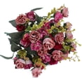 thumbnail image 3 of Xiao Hua Ramo de flores artificiales de seda de 7 tenedores y 21 cabezas con hojas y rosas para decoración floral de boda, 2 manojos, color rosa intenso, 3 of 5