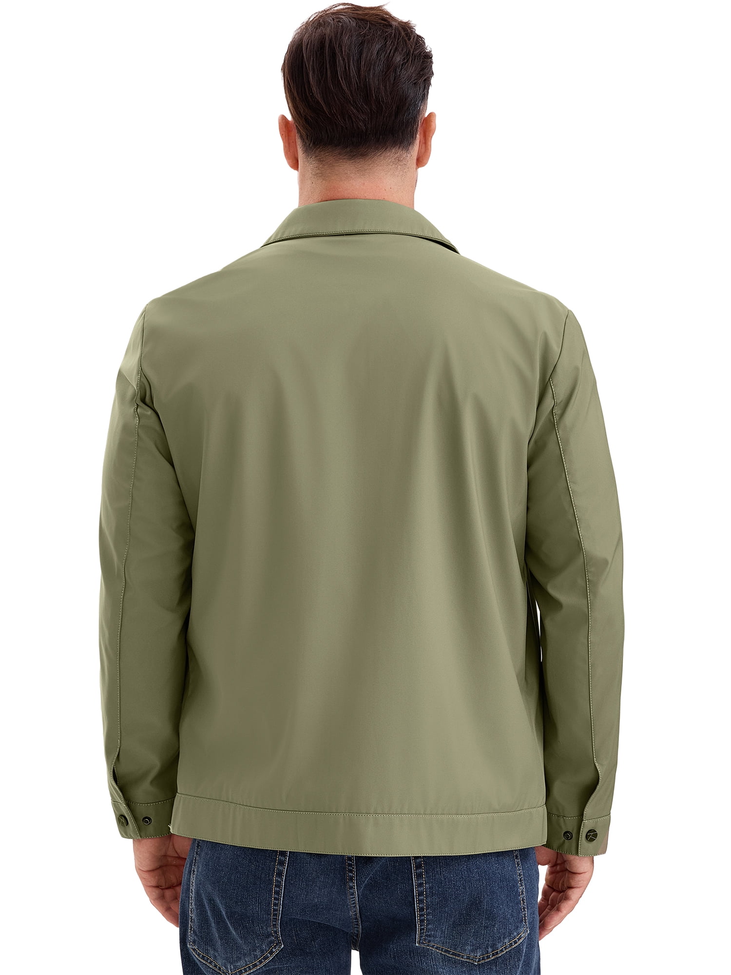 DARING DIVA Men's Long Sleeve Full Zip Up Lapel Solid Lined Jacket M Khaki