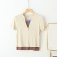 thumbnail image 1 of LOVZFMLL Hauts d'Été pour Femmes Mode Décontractée Couleur Unie T-shirt à Manches Courtes, 1 of 4