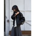 thumbnail image 2 of -chaqueta de cuero corta Vintage para mujer, ropa de calle de moda coreana Y2k, chaquetas de carreras de PU con cremallera, estética Harajuku de gran tamaño, 2 of 5