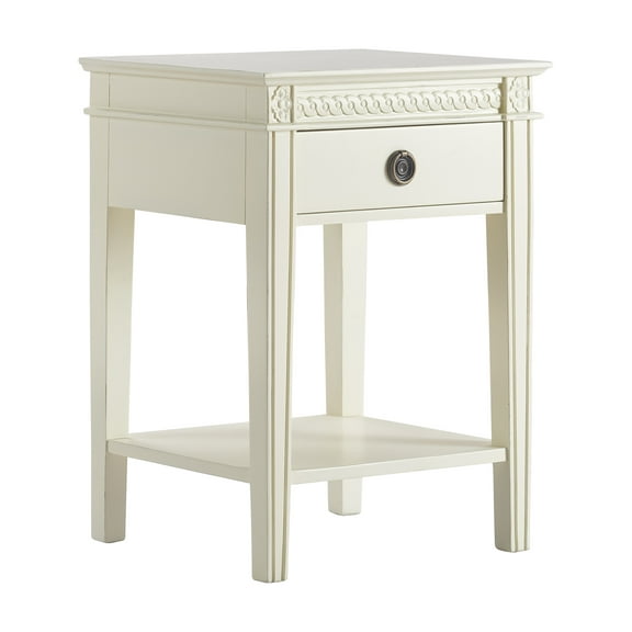 Finch Westport Modern Bedside Accent End Table with Storage, Vintage Cream