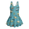 thumbnail image 4 of Xixirimido Dinosaurs Blue Print Girls Swimsuits One Piece Sleeveless Swimwear with Skirt Modest Bathing Suit with Built-in Shorts Beach Vacation Swim Dress, 12-13 Years, 4 of 7
