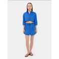 thumbnail image 2 of High Waist Drawstring Buttoned Mini Skirt, 2 of 5